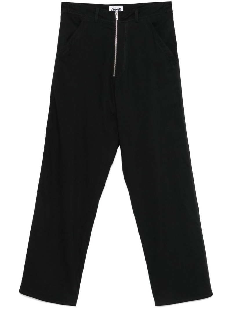 zip-up straight-leg trousers 1