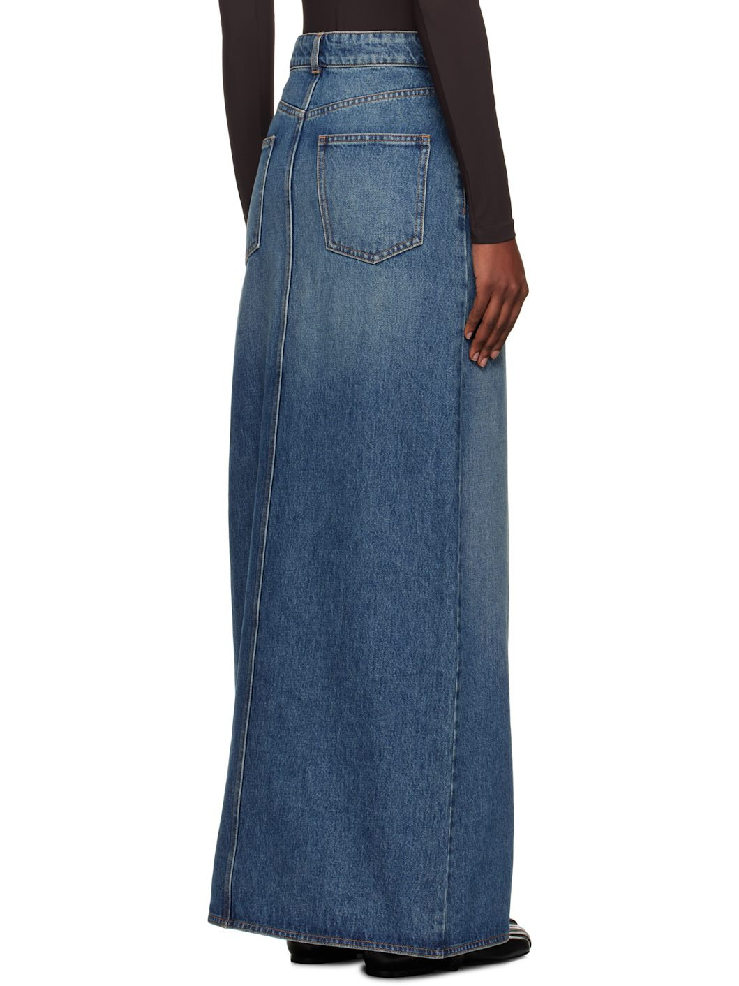 Blue Garter Belt Denim Maxi Skirt - 3