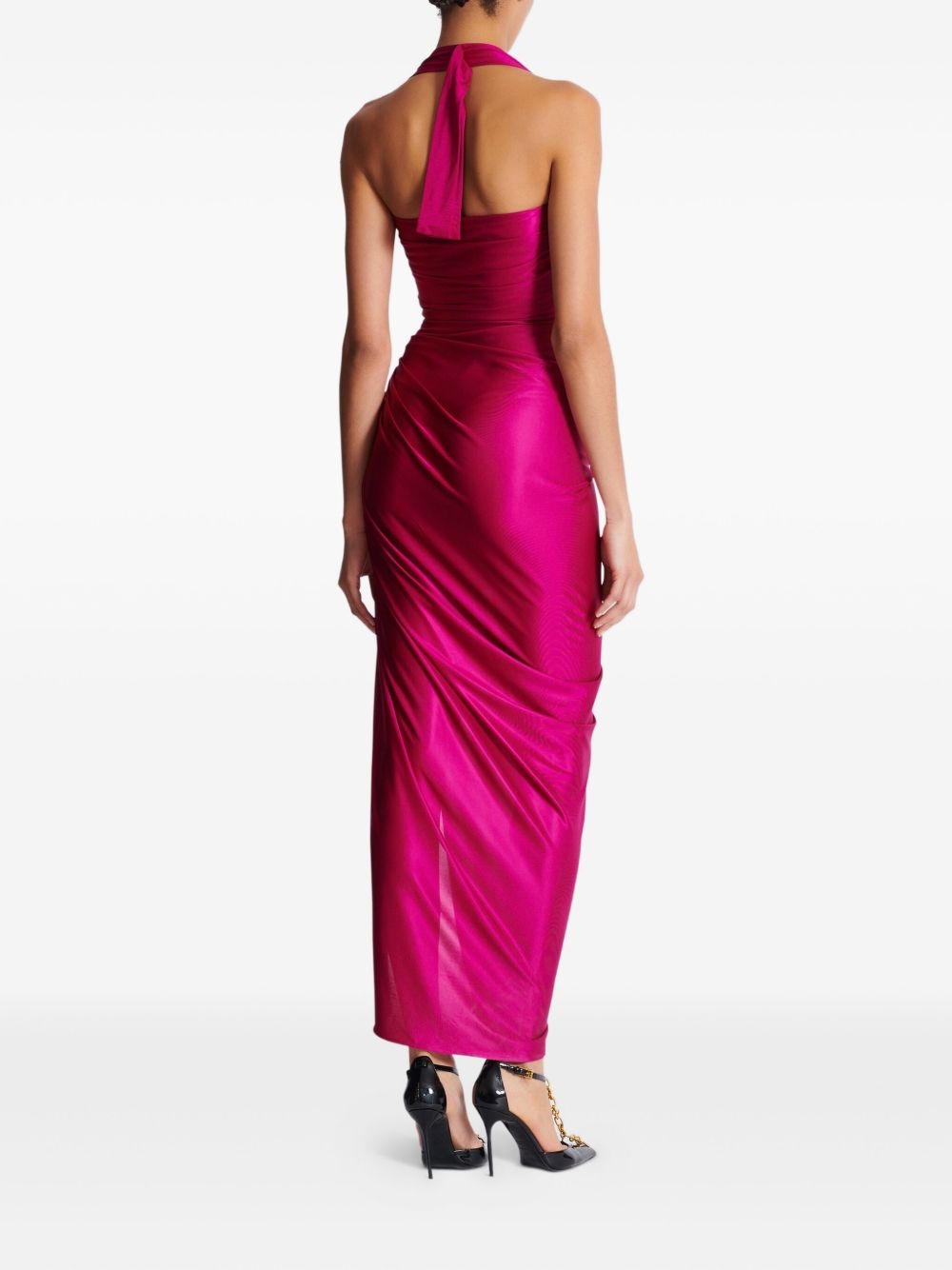 draped jersey midi dress - 4