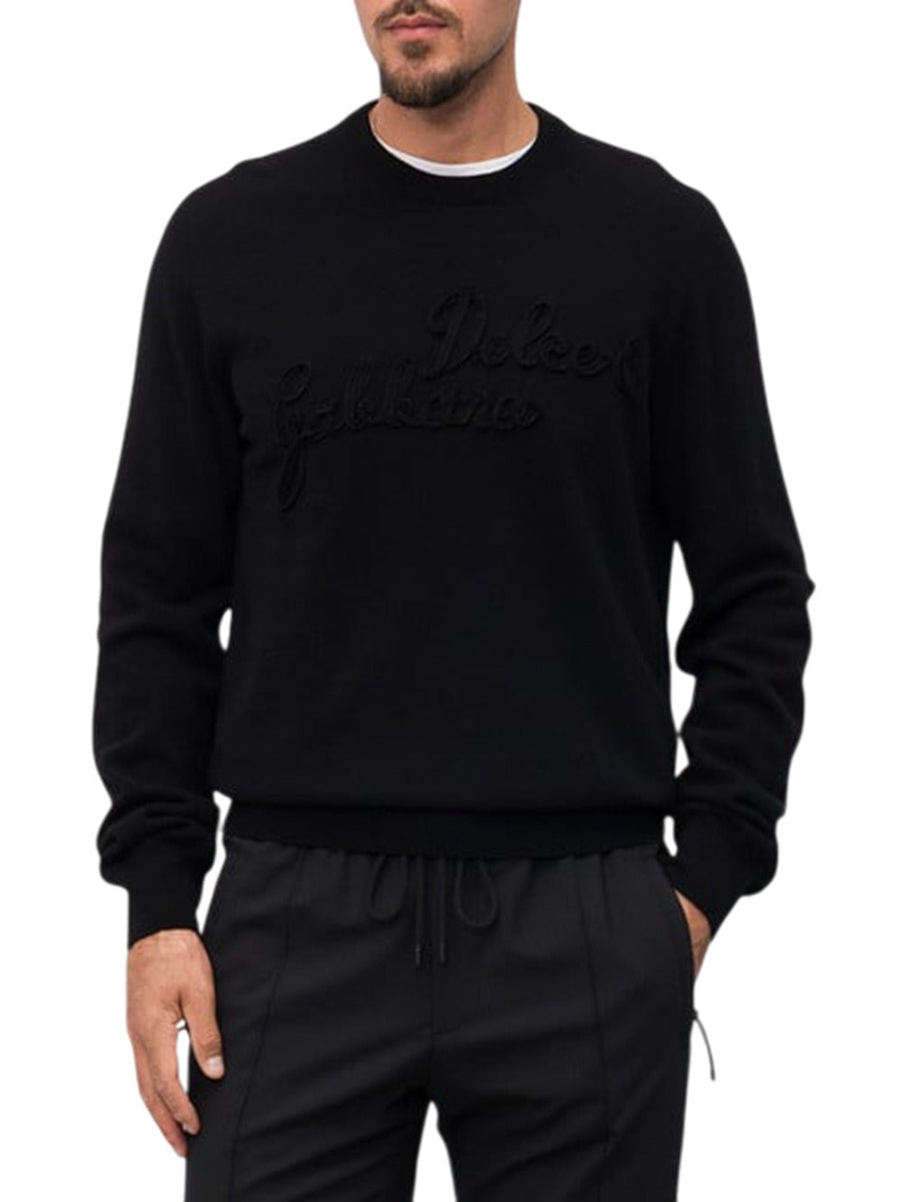 Maglione In Lana Nera Con Logo - 2