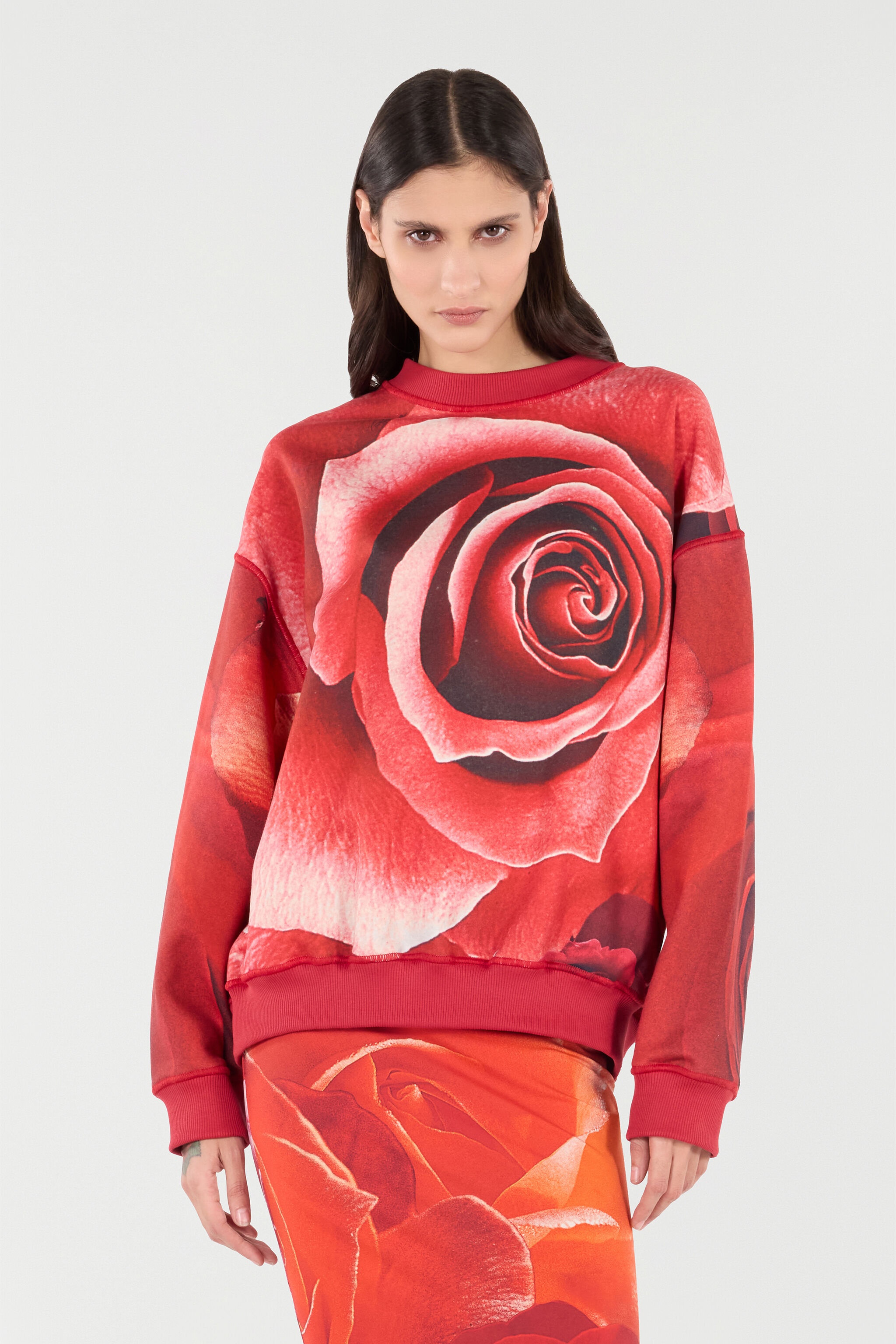 Sweatshirt With Maxi-Rose Print - 3