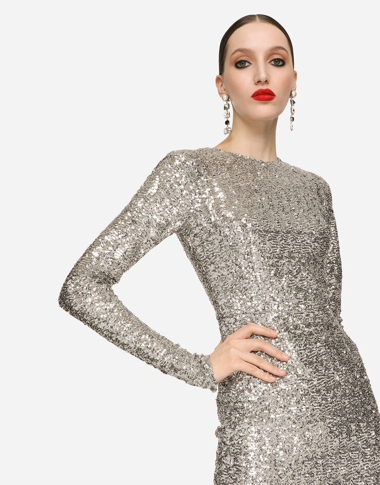 Sequined calf-length dress - 4