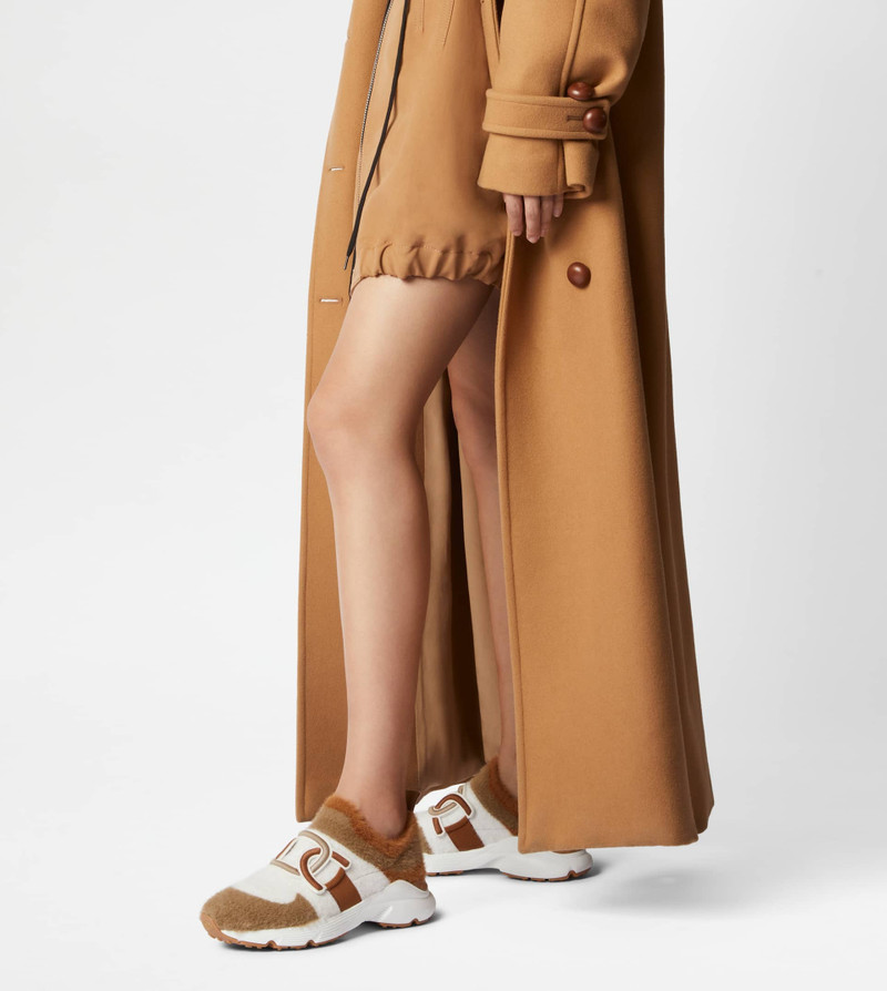 Tod's KATE SLIP-ON SNEAKERS IN FABRIC - WHITE, BROWN outlook