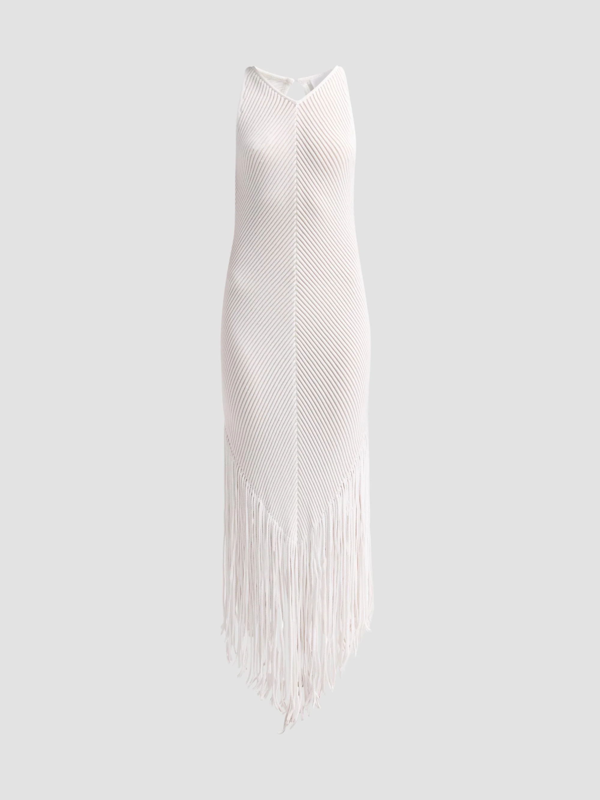 Women's Charon Fringe Maxi Dress - White - 1