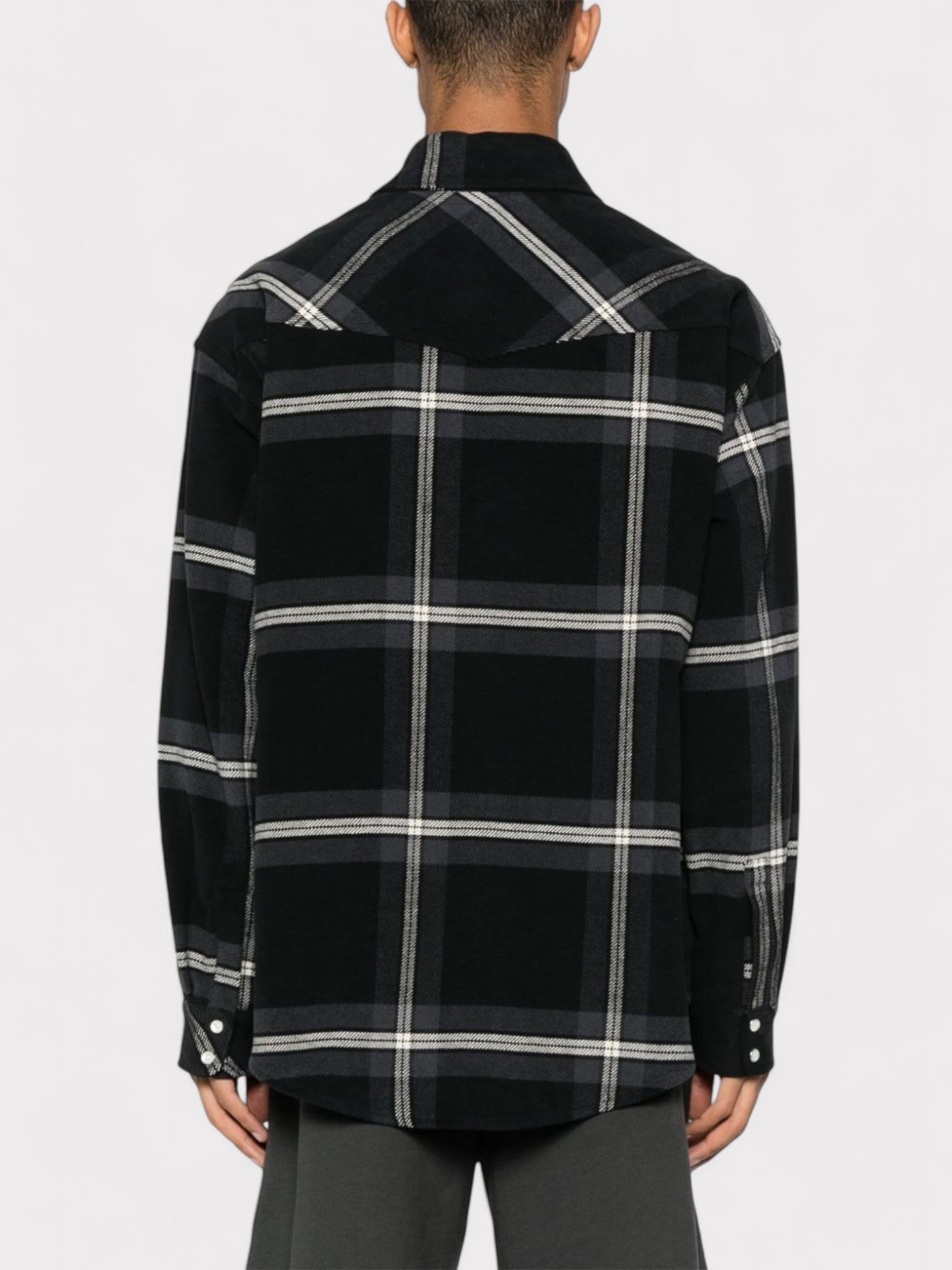 Palm Angels Monogram Check Overshirt Black - 4
