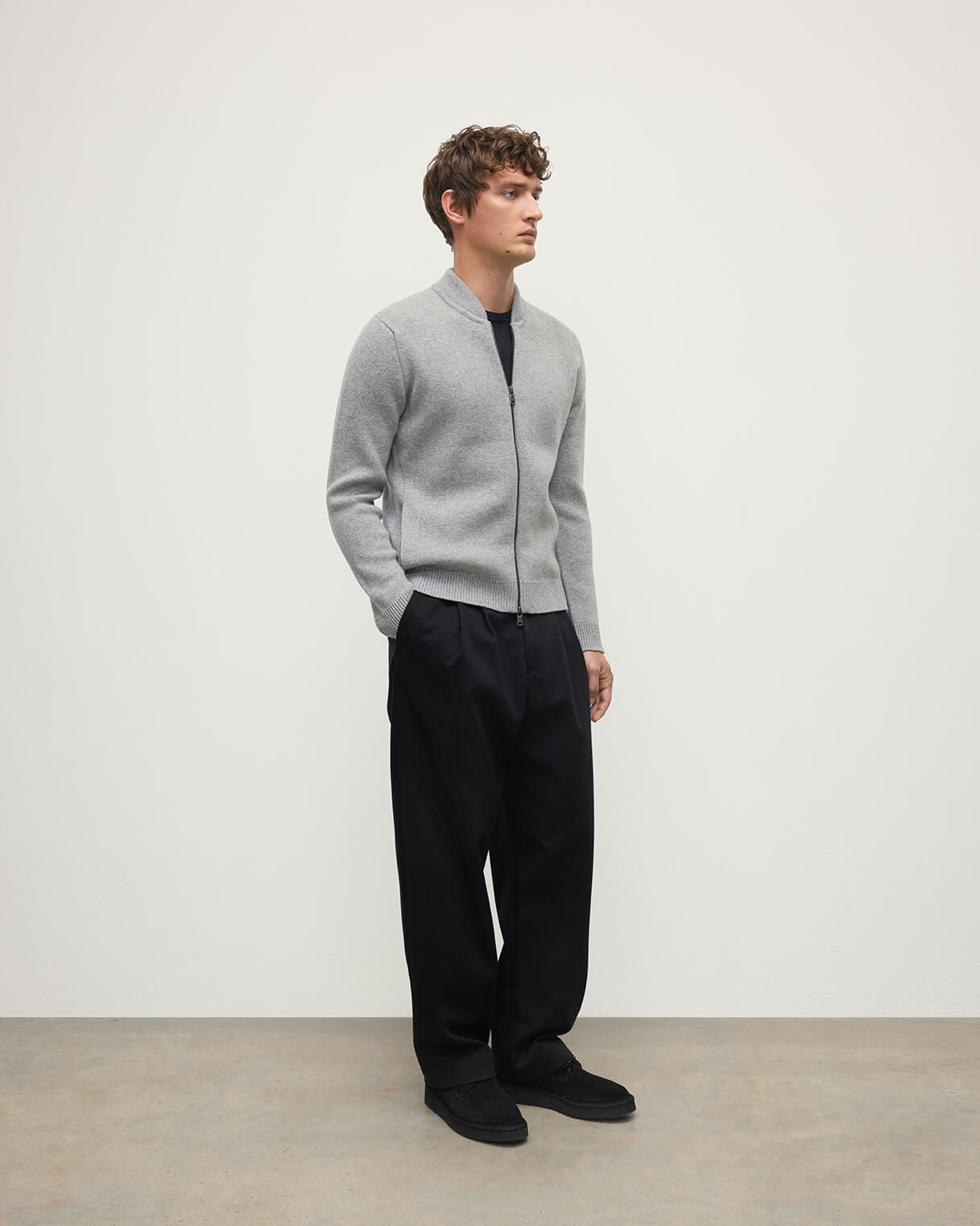 Cashmere Milano Stitch Grey Zip Jacket - 4