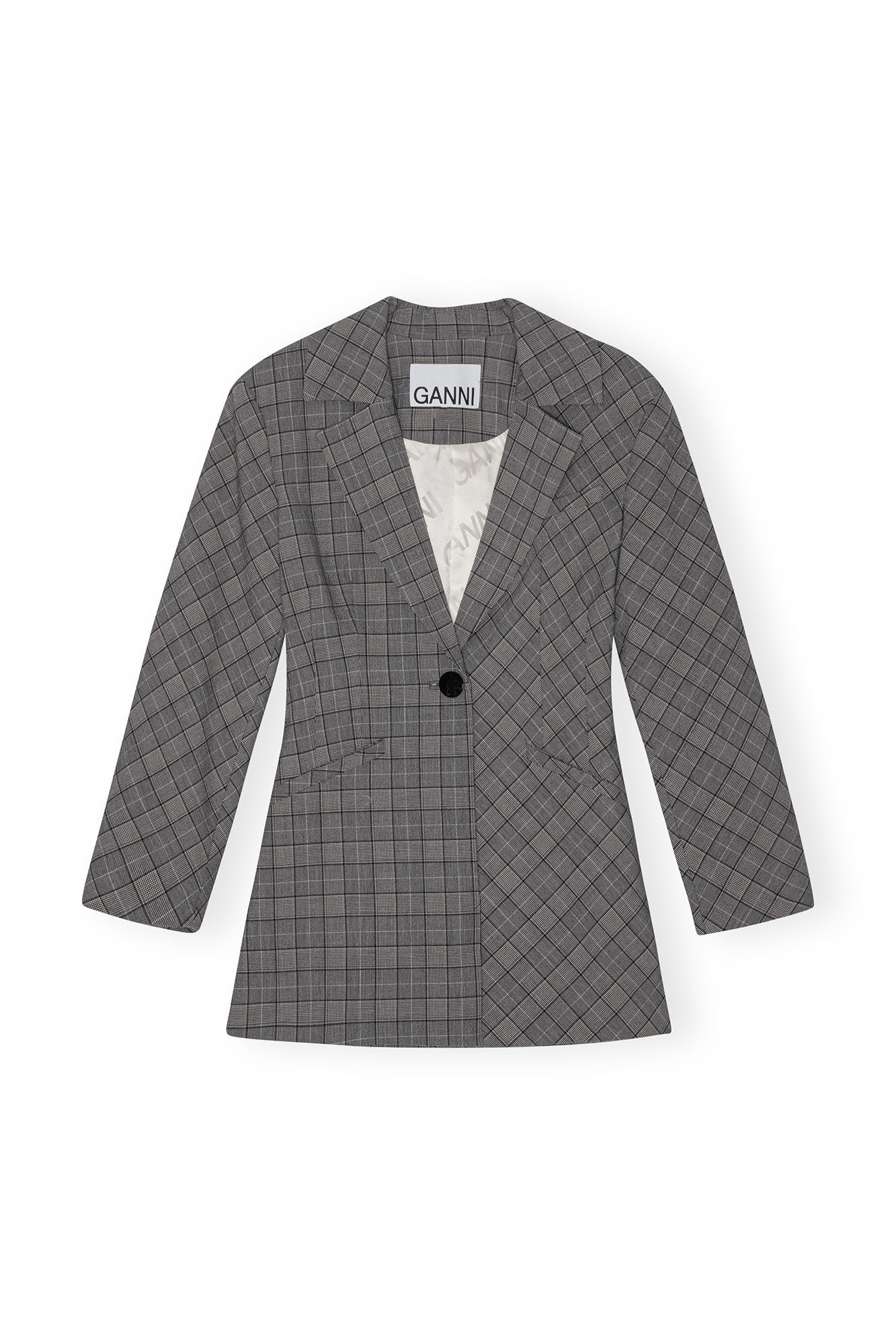 GREY CHECKERED FITTED BLAZER - 6