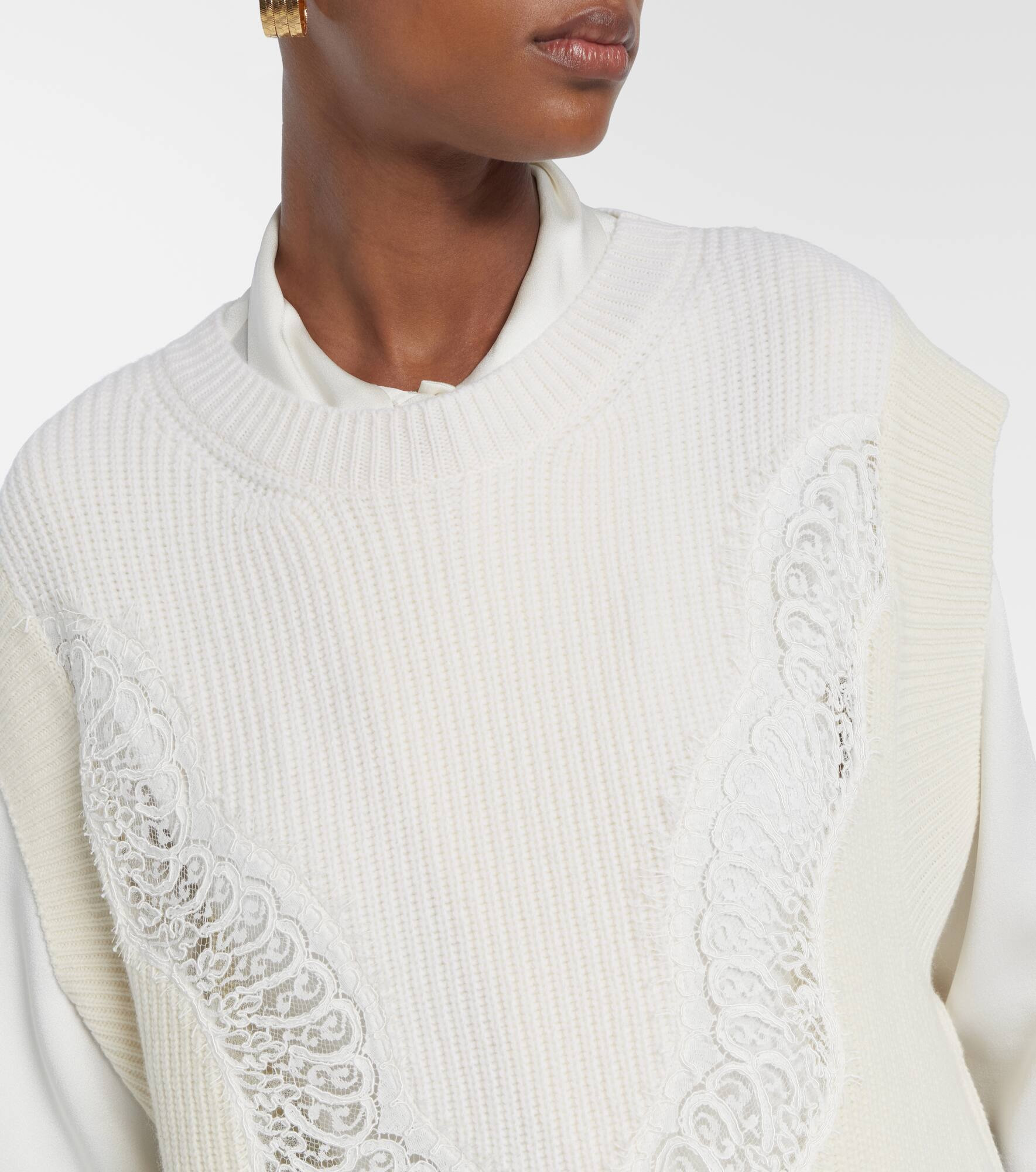 Virgin wool lace sweater vest - 4