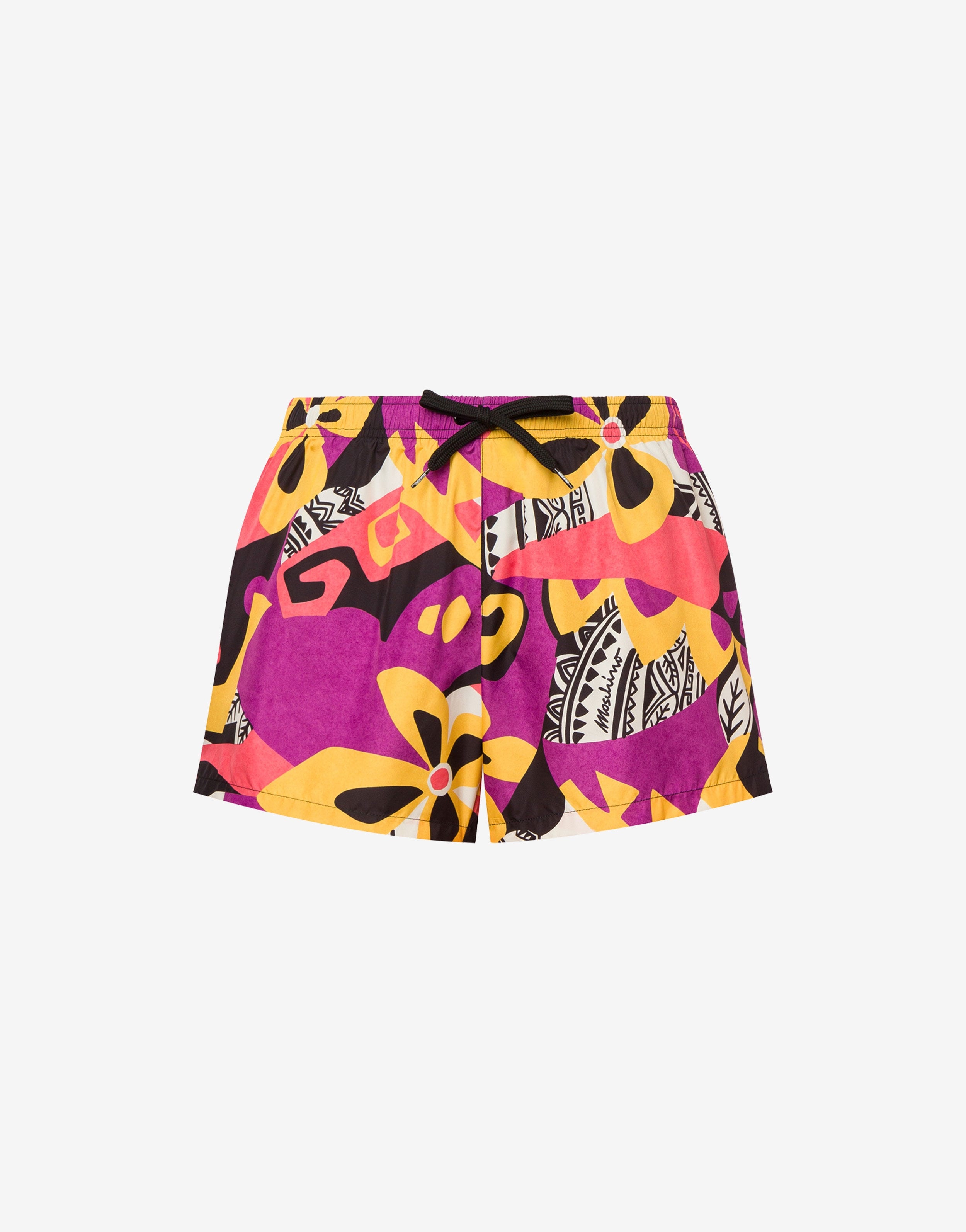 GEOMETRIC PRINT NYLON SWIM TRUNKS - 1