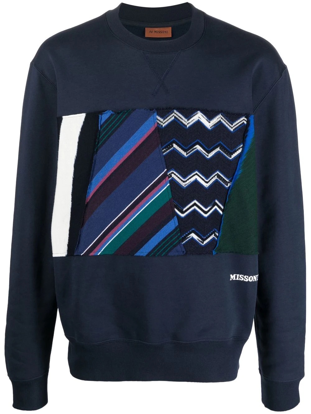 patchwork crew neck sweatshirt - 1