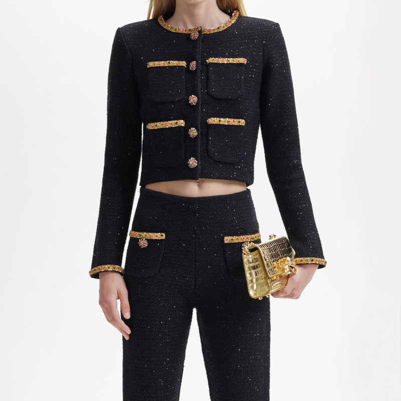 Black Sequin Embellished Knit Trouser 4