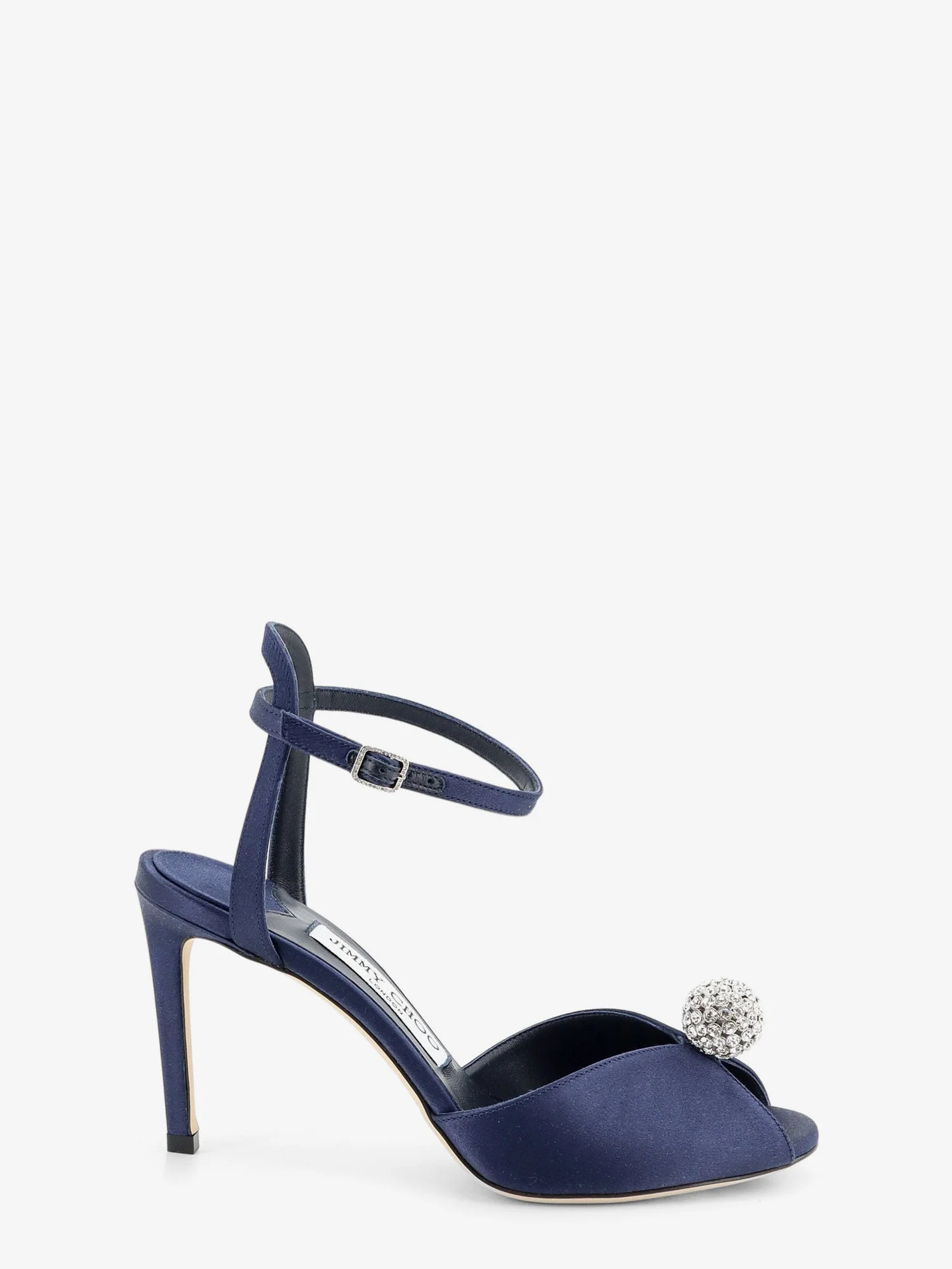 Jimmy Choo Sacora Satin Sandals Blue With Crystal Detail - 1