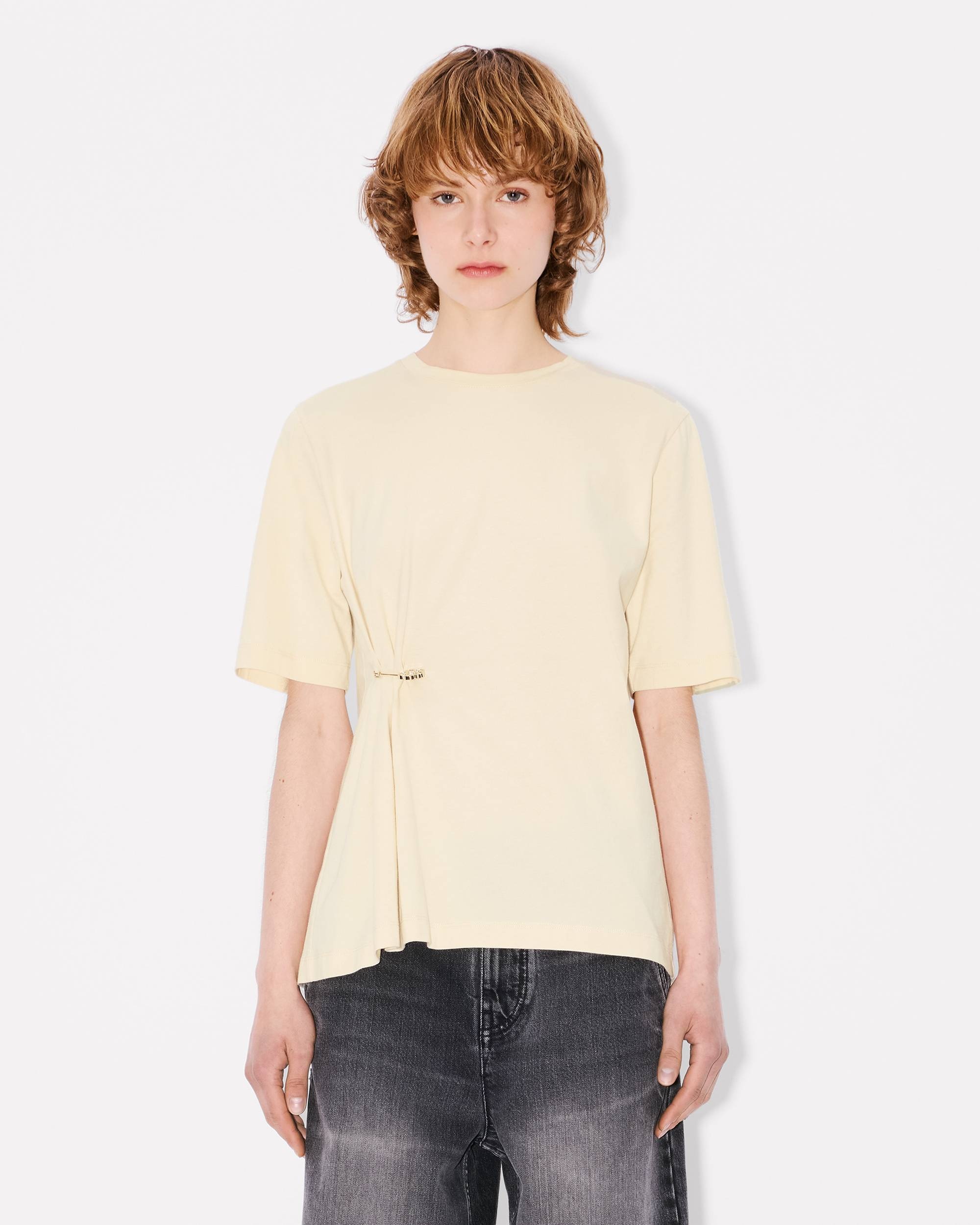'Boke Flower' pin drap detail T-shirt in cotton - 3