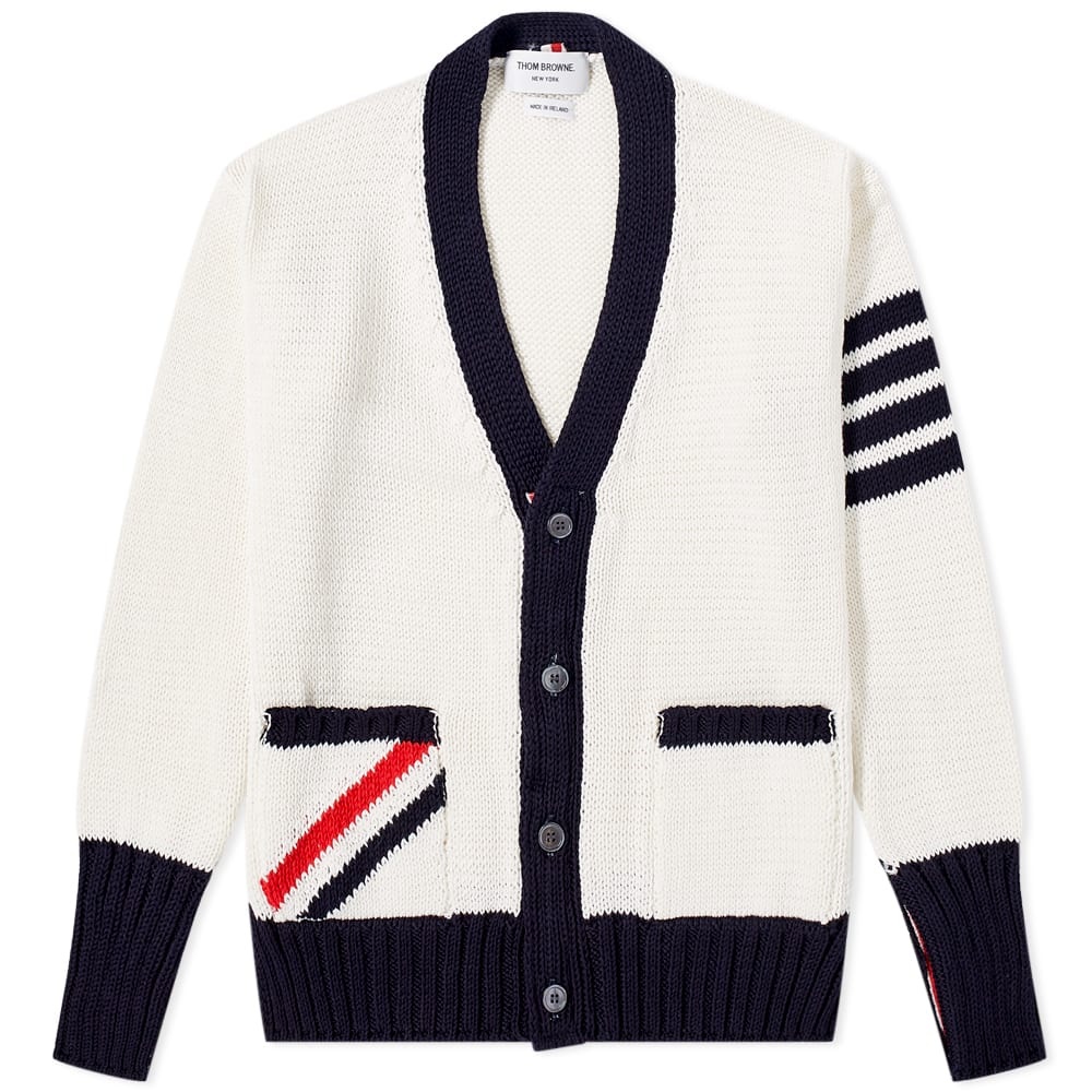 Thom Browne Engineered Stripe Intarsia Chunky Cardigan - 1