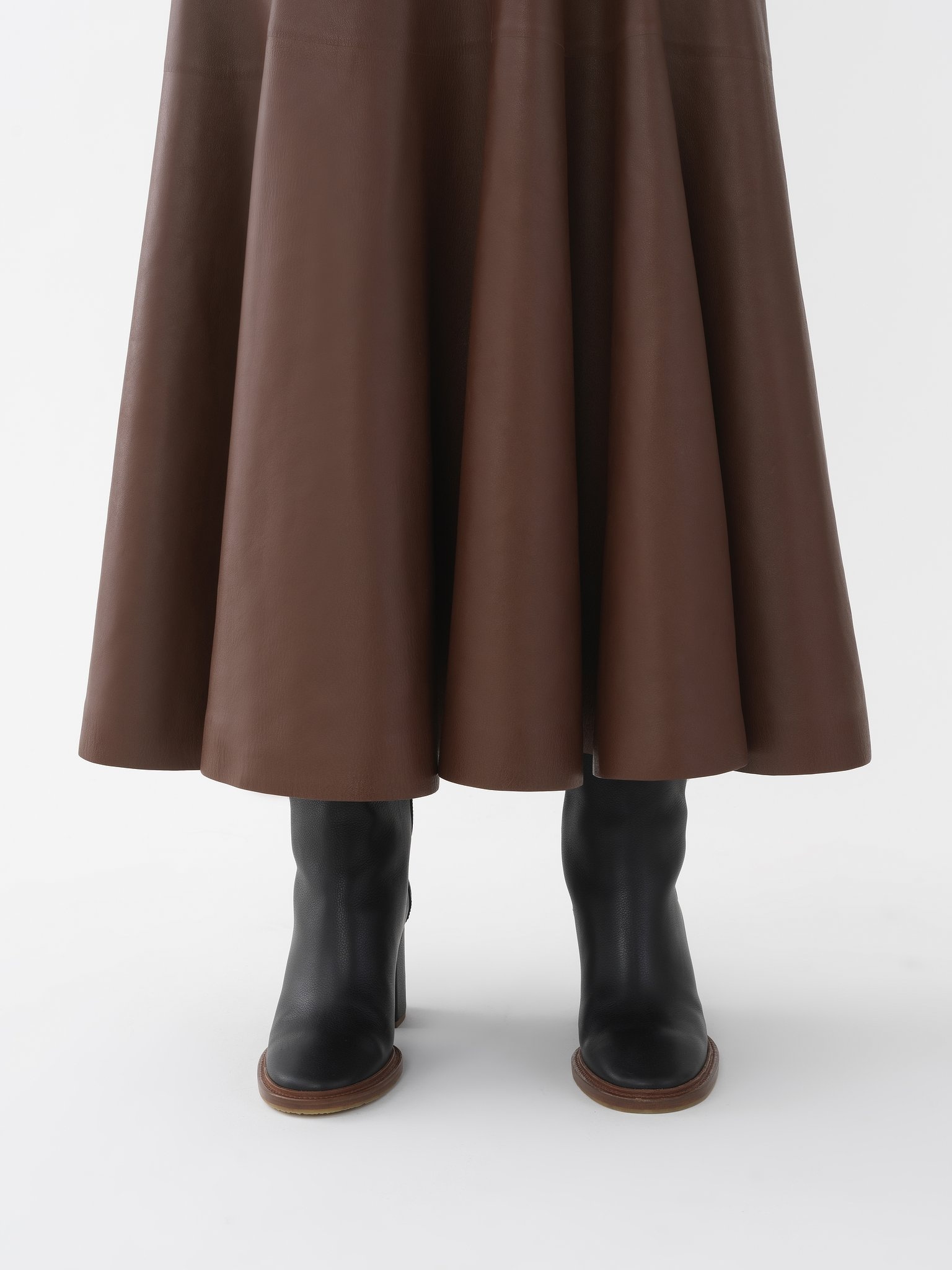 FLARED LEATHER SKIRT - 6