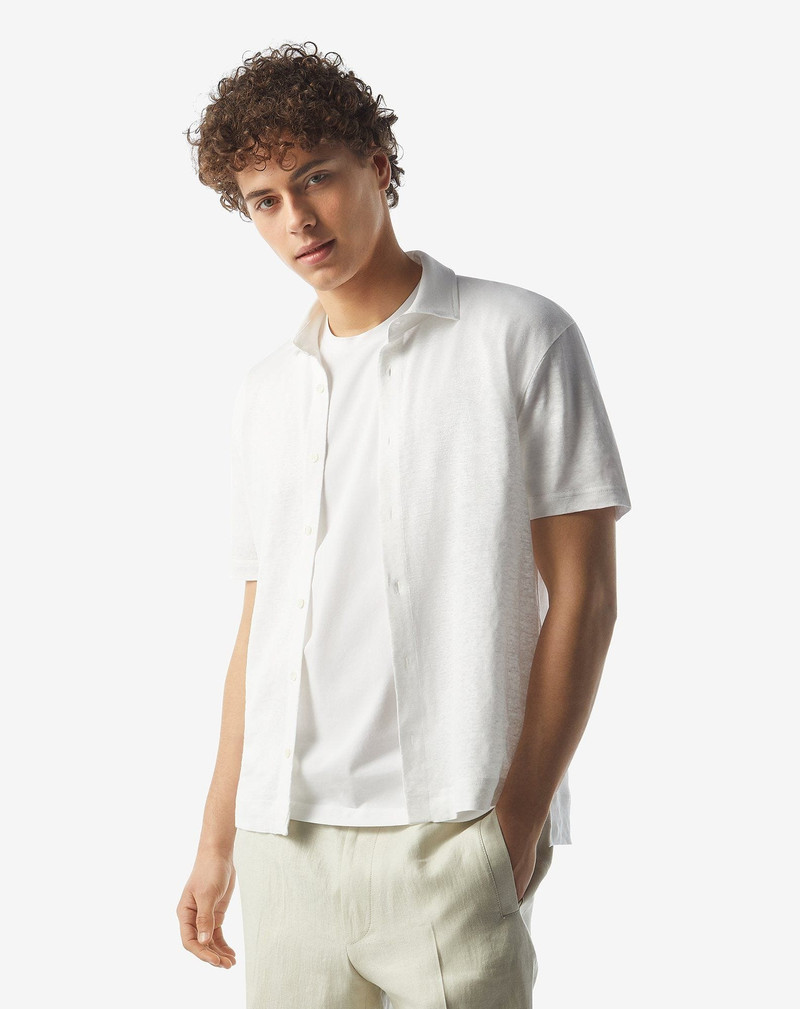 CORNELIANI White linen polo shirt outlook