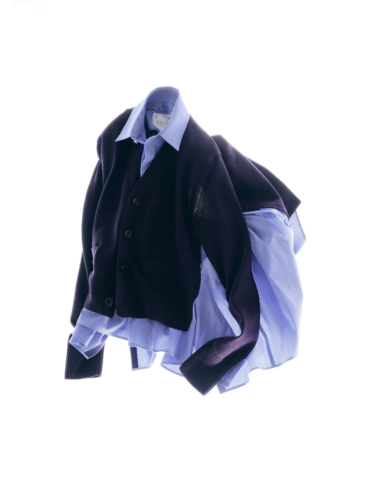 Cotton Poplin x Knit Cardigan - 1