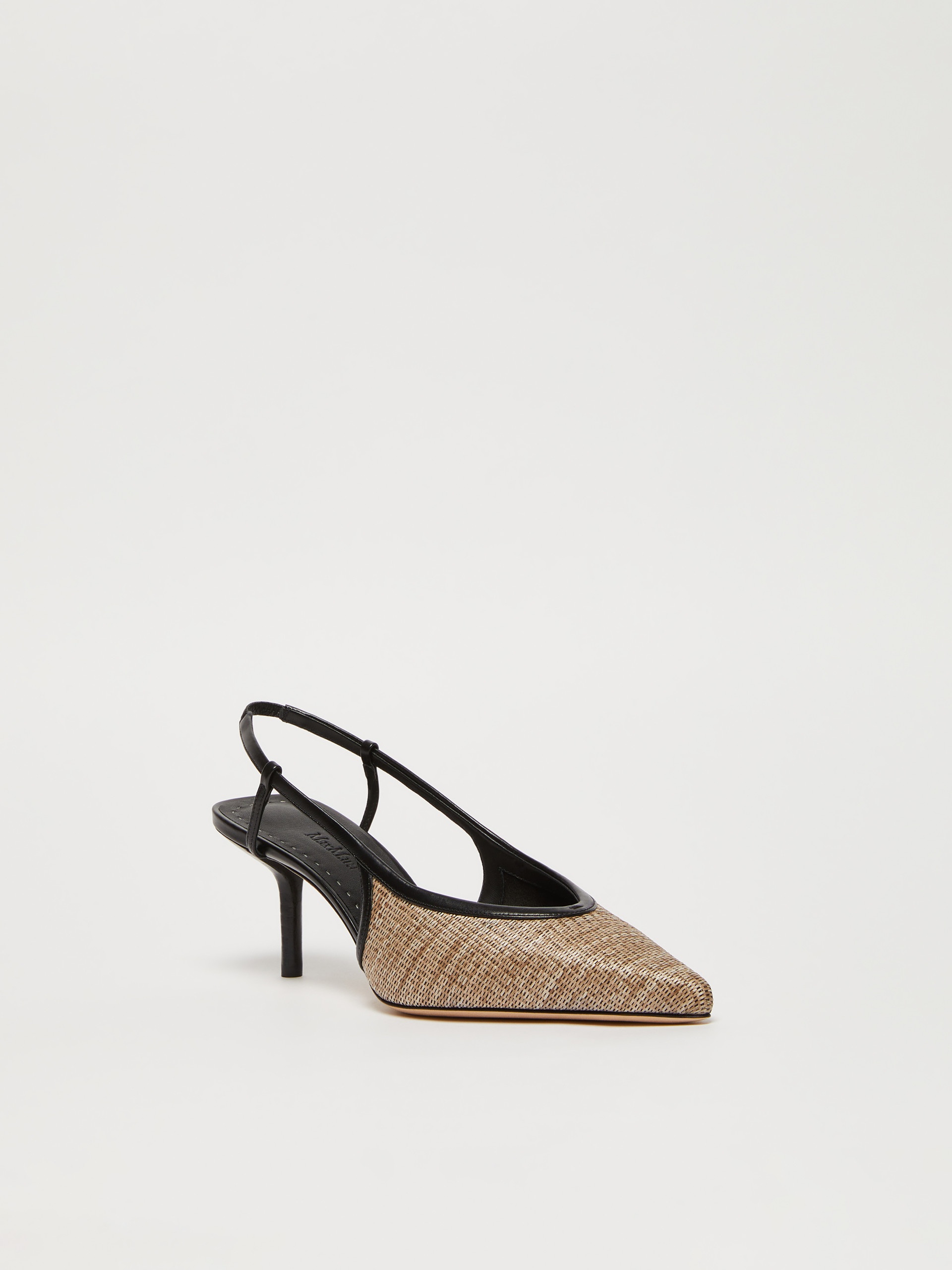 MMSLINGPAGLIA Smooth raffia-effect fabric slingbacks - 2
