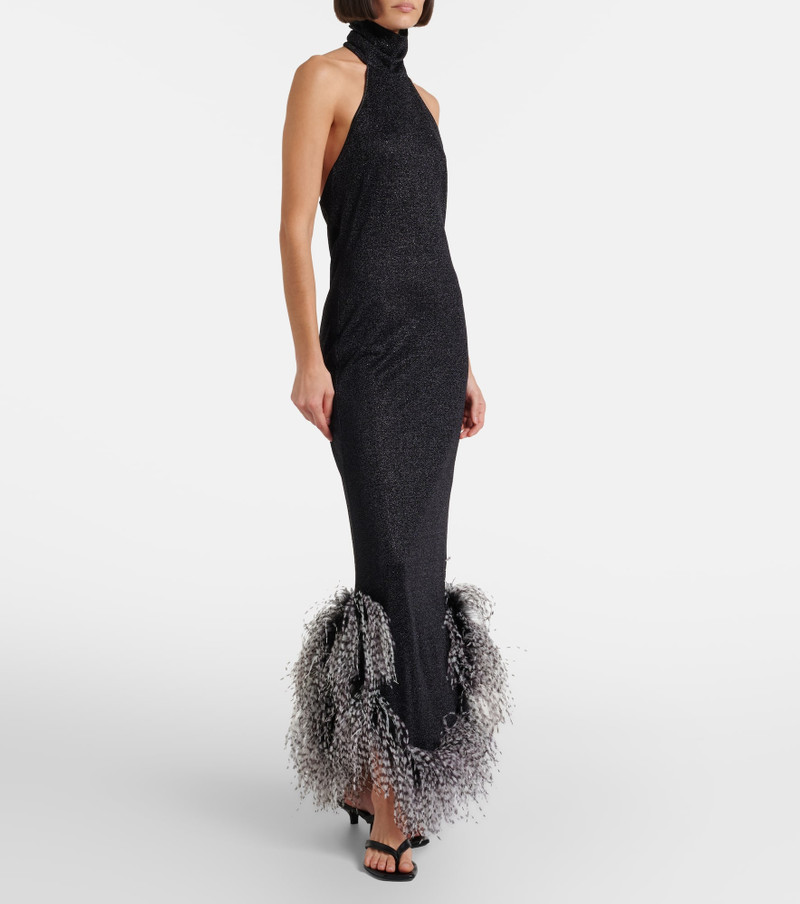 Oséree Lumière Plumage halterneck maxi dress outlook