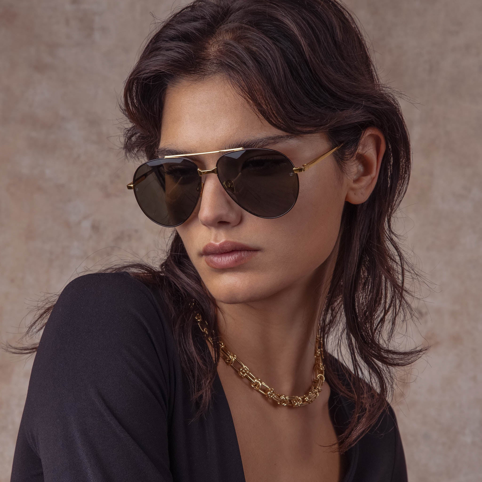 MEN'S MARCELO AVIATOR SUNGLASSES IN BLACK AND YELLOW GOLD - 5