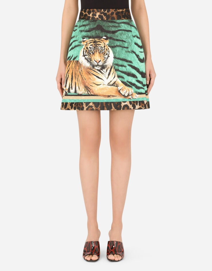 Tiger-print brocade skirt - 1