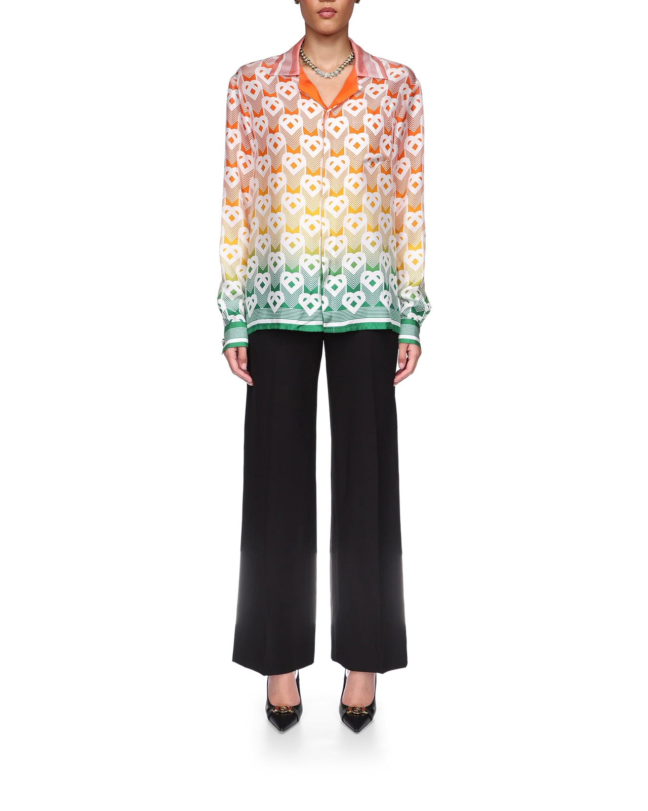 Gradient Heart Monogram Silk Shirt | Casablanca Paris - 2