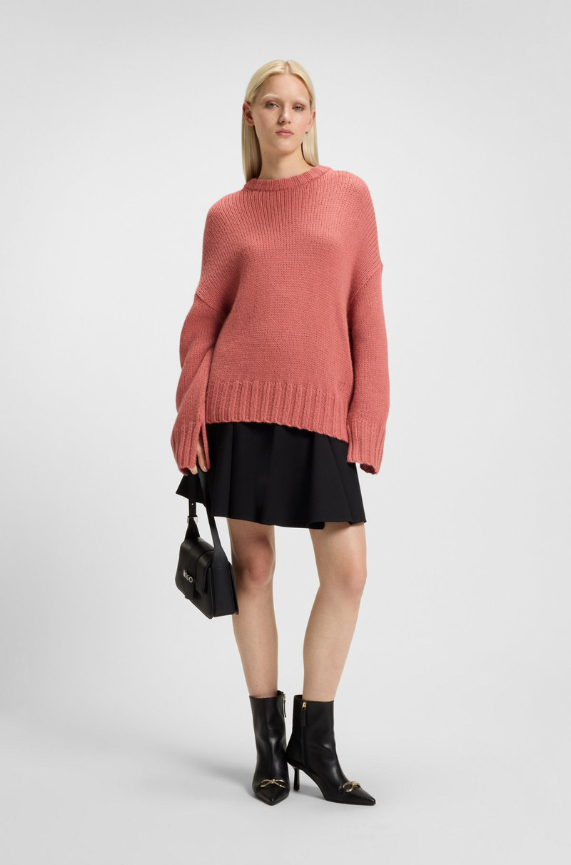 HUGO OVERSIZE-FIT KNITTED SWEATER WITH EMBROIDERED LOGO outlook
