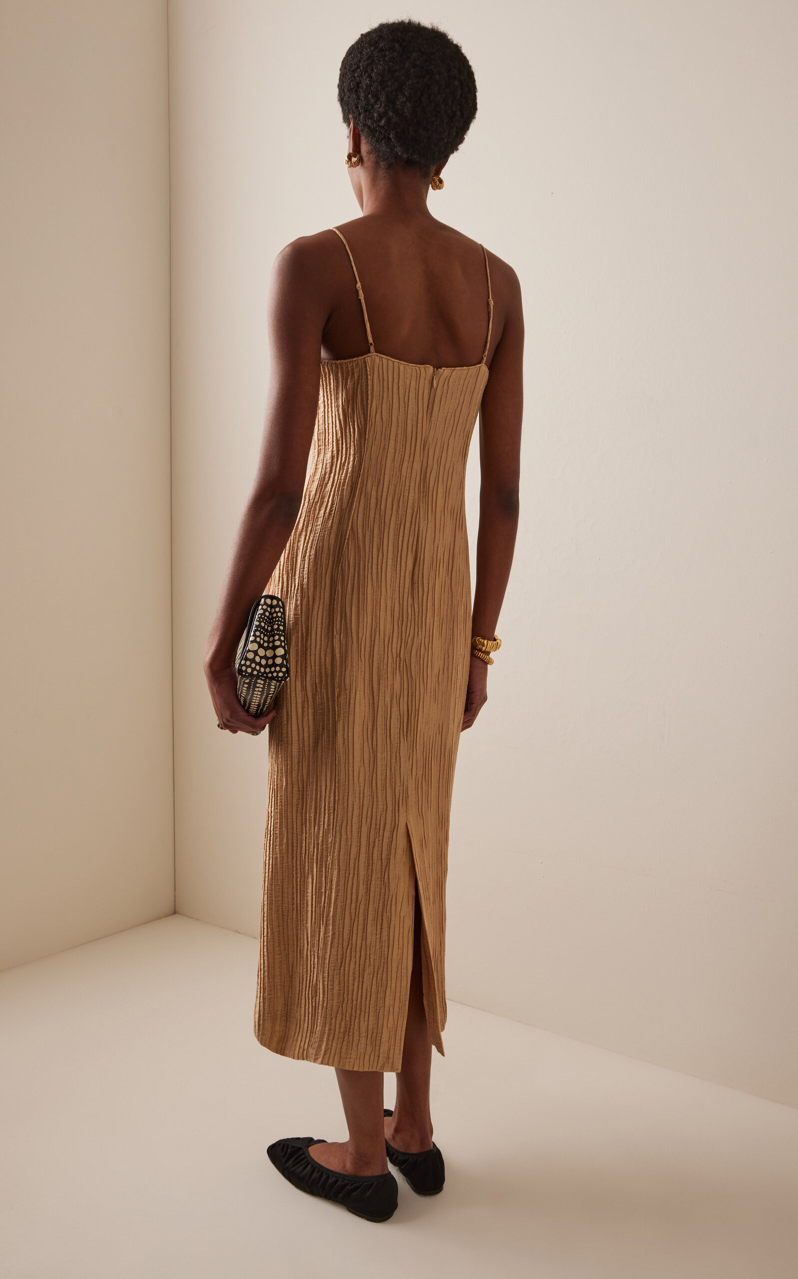 Lucille Plissé Midi Dress bronze - 4
