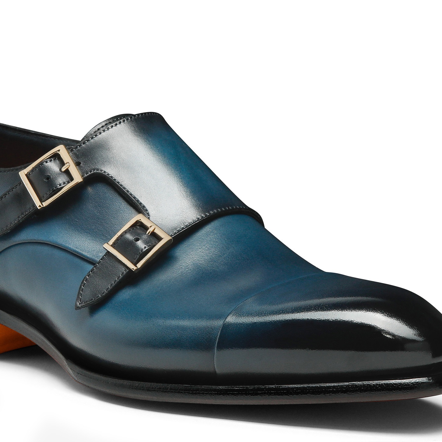 Men's blue leather double-buckle shoe - 6