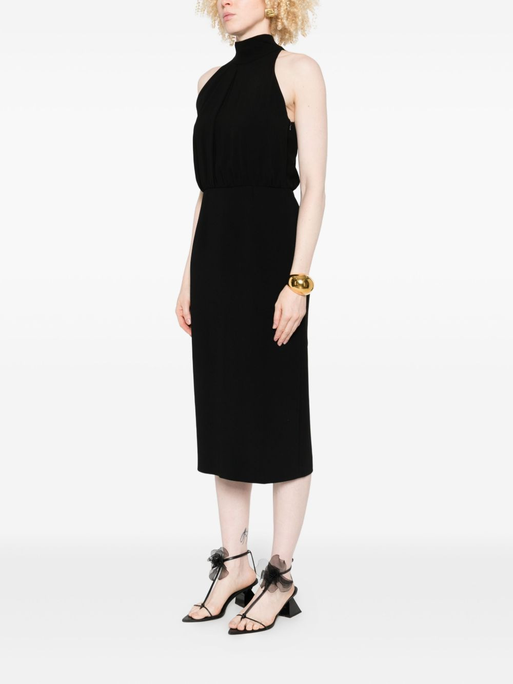 halterneck sheath midi dress - 3