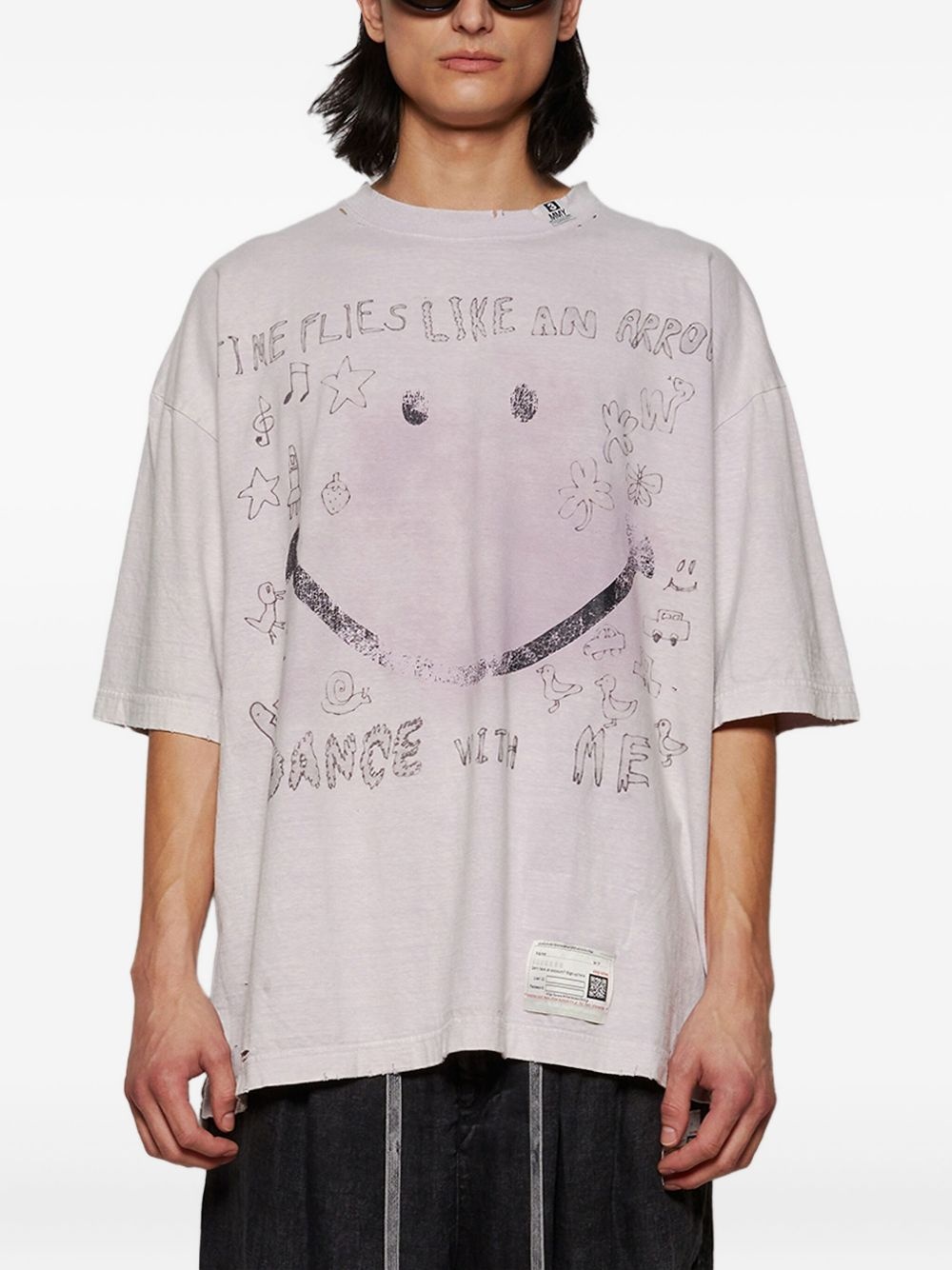 smiley face-print T-shirt - 3