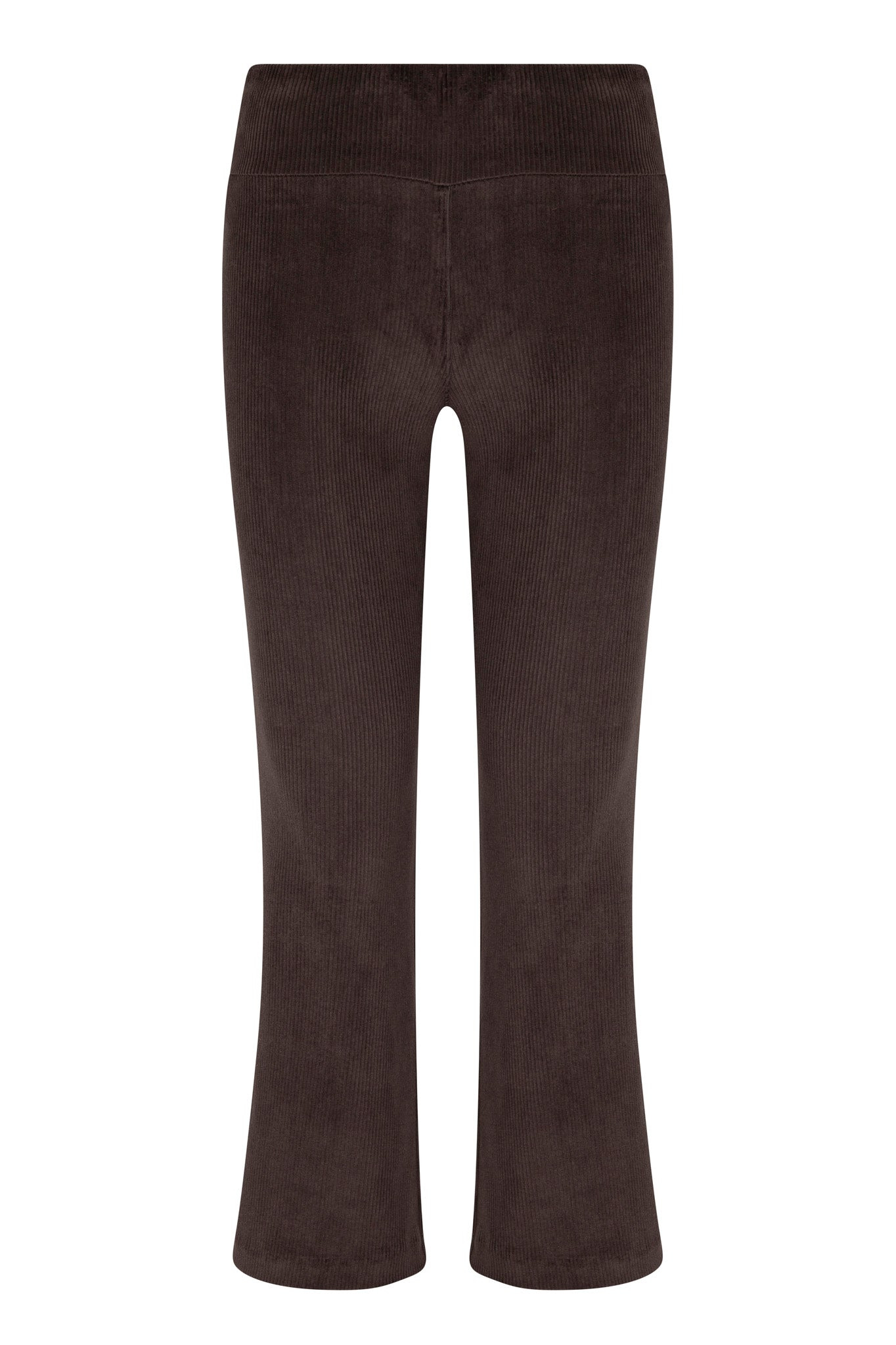 DARK CHOCOLATE CORDUROY CROP FLARE PANTS - 4
