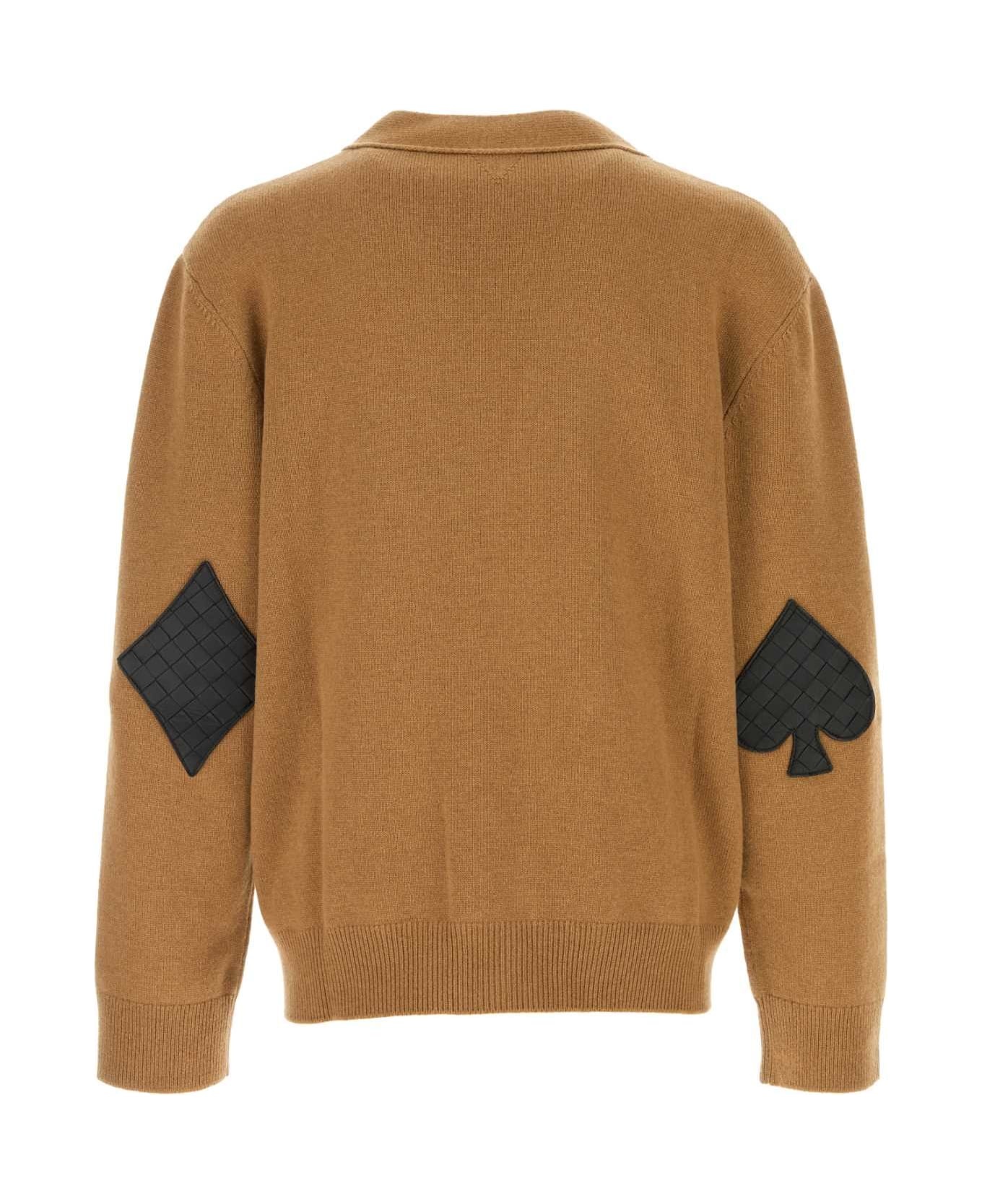 Camel Stretch Cashmere Blend Cardigan - 2