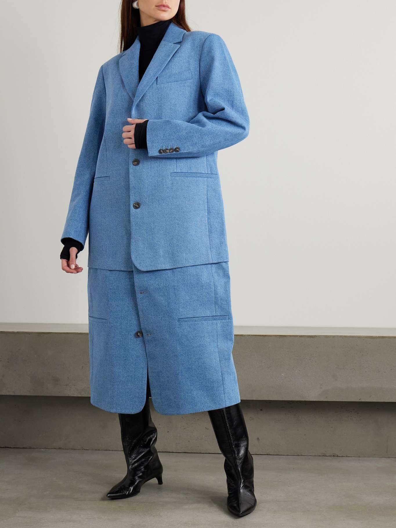 Atlas layered denim coat Navy - 3