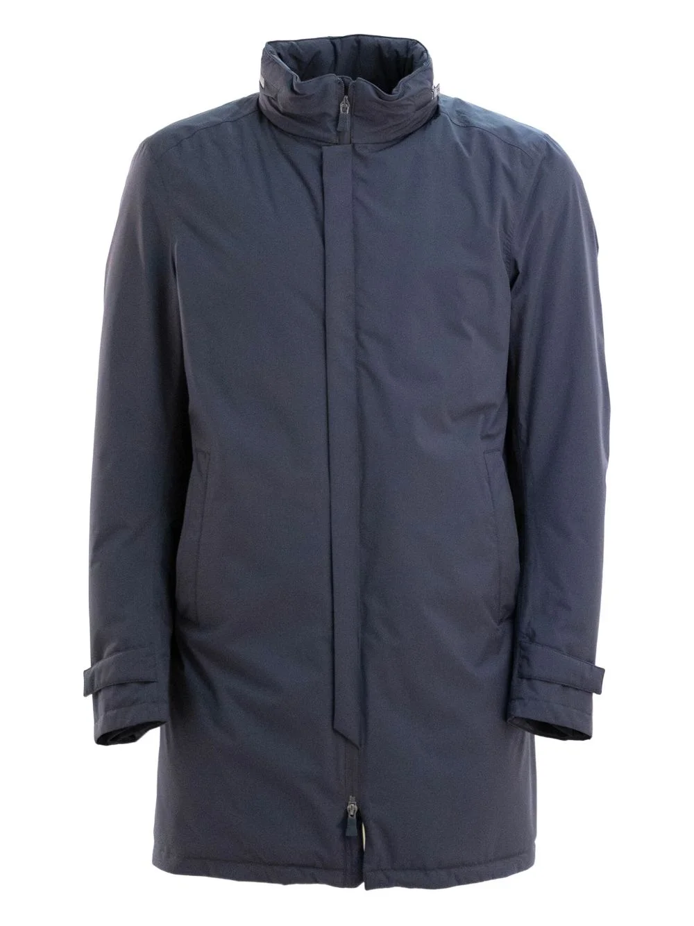 stand-collar zip-front coat - 1