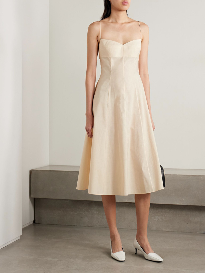 KHAITE Isabella cotton-canvas midi dress Cream outlook