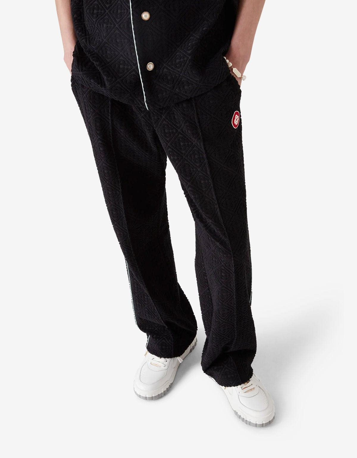 Casablanca Black Monogram Jacquard Towelling Trousers - 2