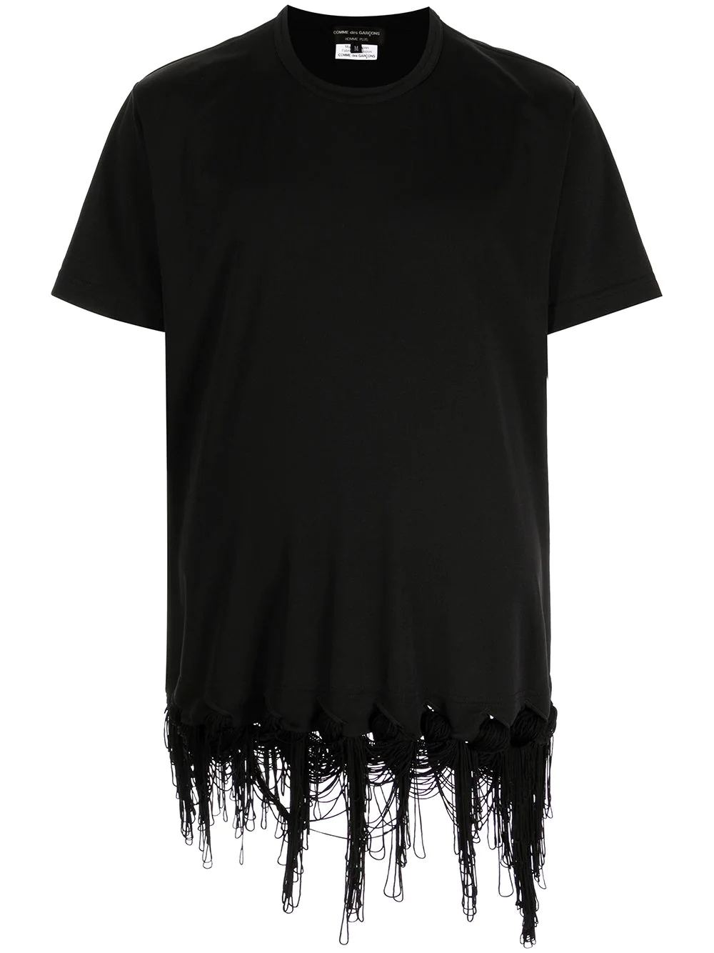 fringed stitching hem T-shirt - 1