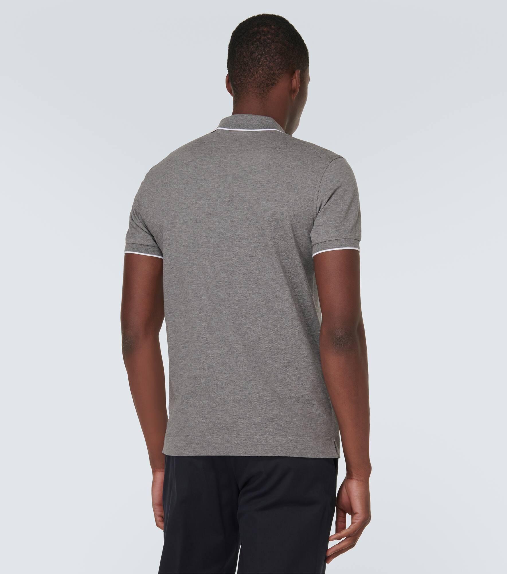 Logo cotton blend polo shirt - 4