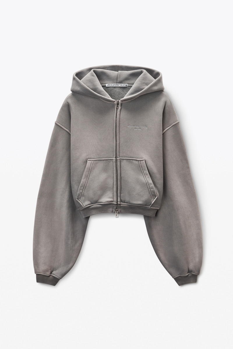 Grey Oversized Crop Hoodie 1