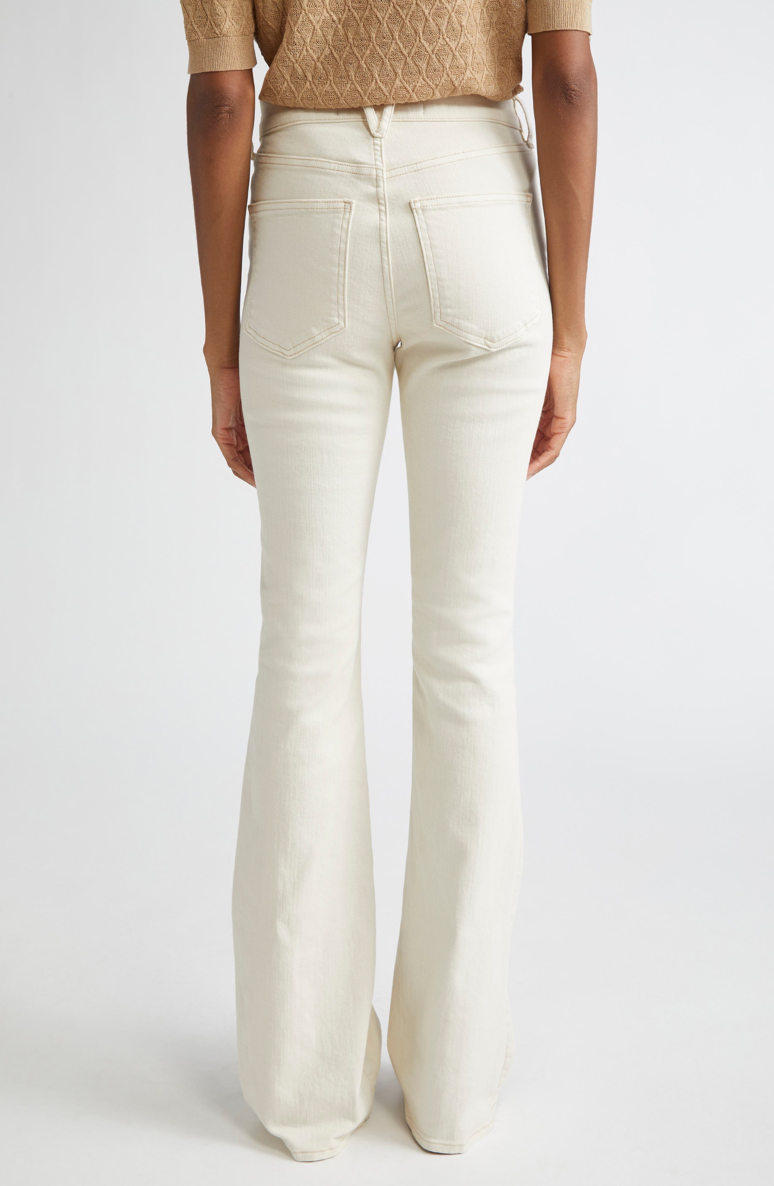 Veronica Beard Beverly High Waist Skinny Flare Jeans in Ecru at Nordstrom - 3