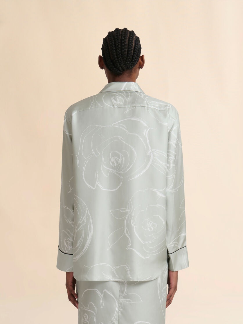 GREEN SILK SHIRT WITH AURORA PRINT - 3
