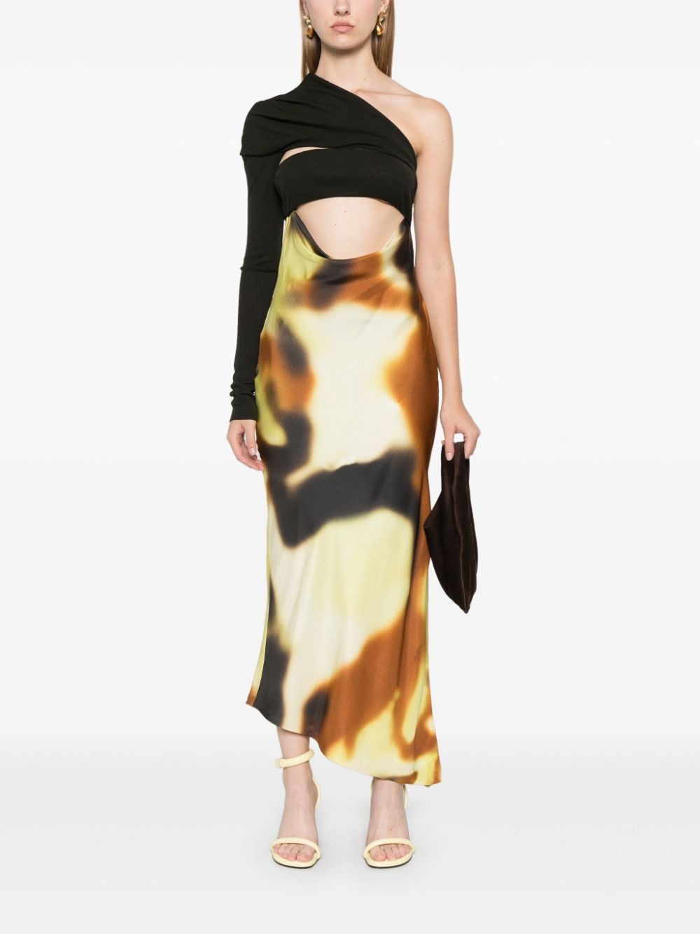 draped-detail open-back midi dress - 2