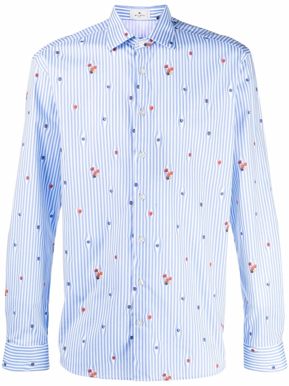 pinstripe fruit-print shirt - 1