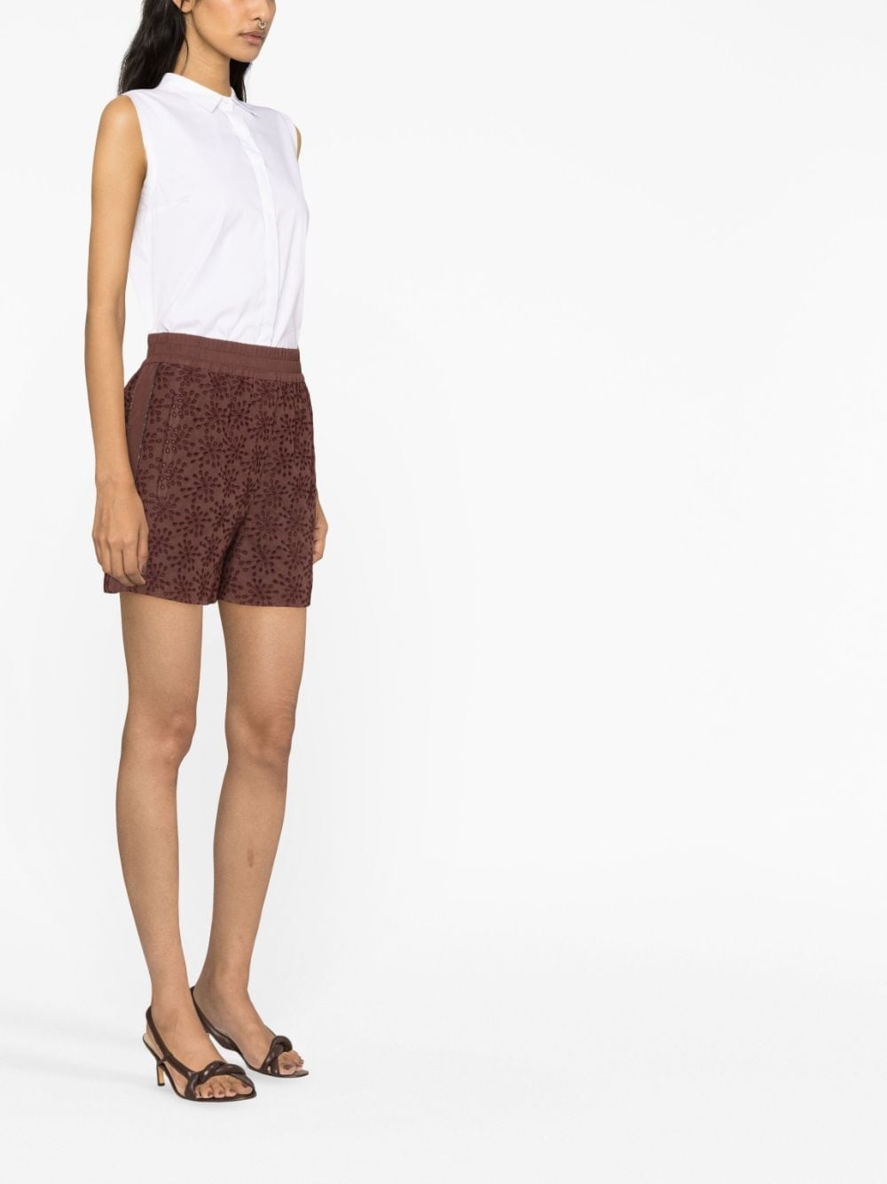 floral-embroidered cotton shorts - 3