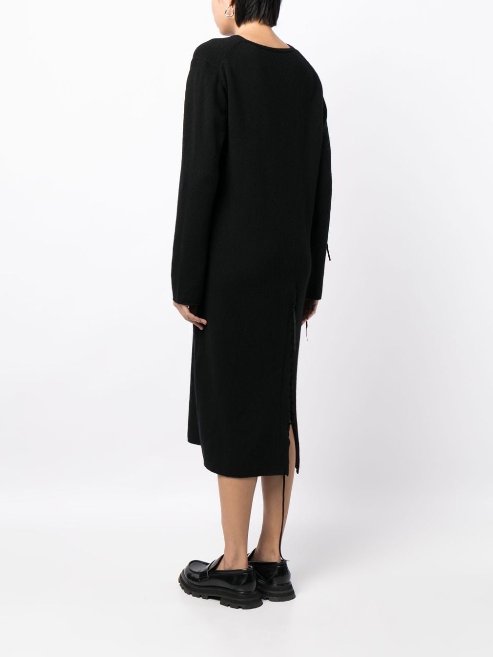 tie-detail long-sleeve midi dress - 4