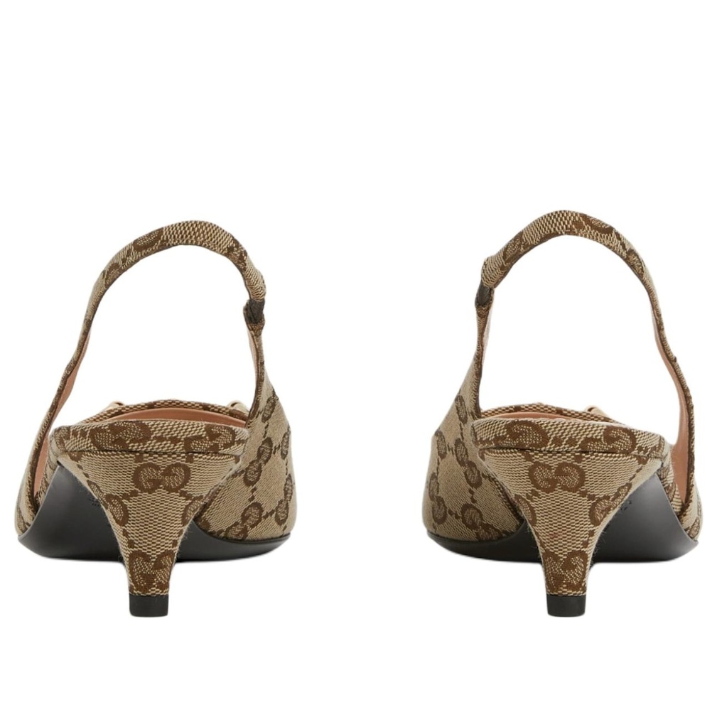 (WMNS) Gucci Horsebit Slingback Heels 'Beige Canvas' 782627-2HK80-9763 - 4