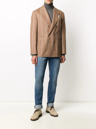 Brunello Cucinelli striped double-breasted blazer outlook