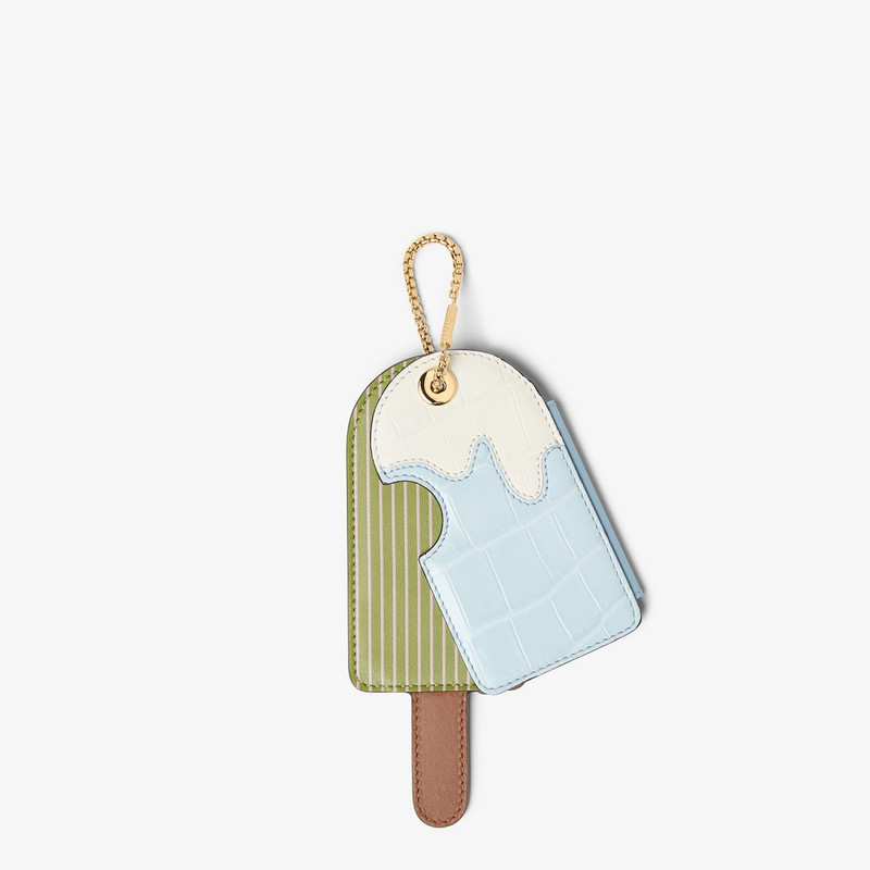 Fendi Icy Card Holder Light blue inlaid alligator card holder 1