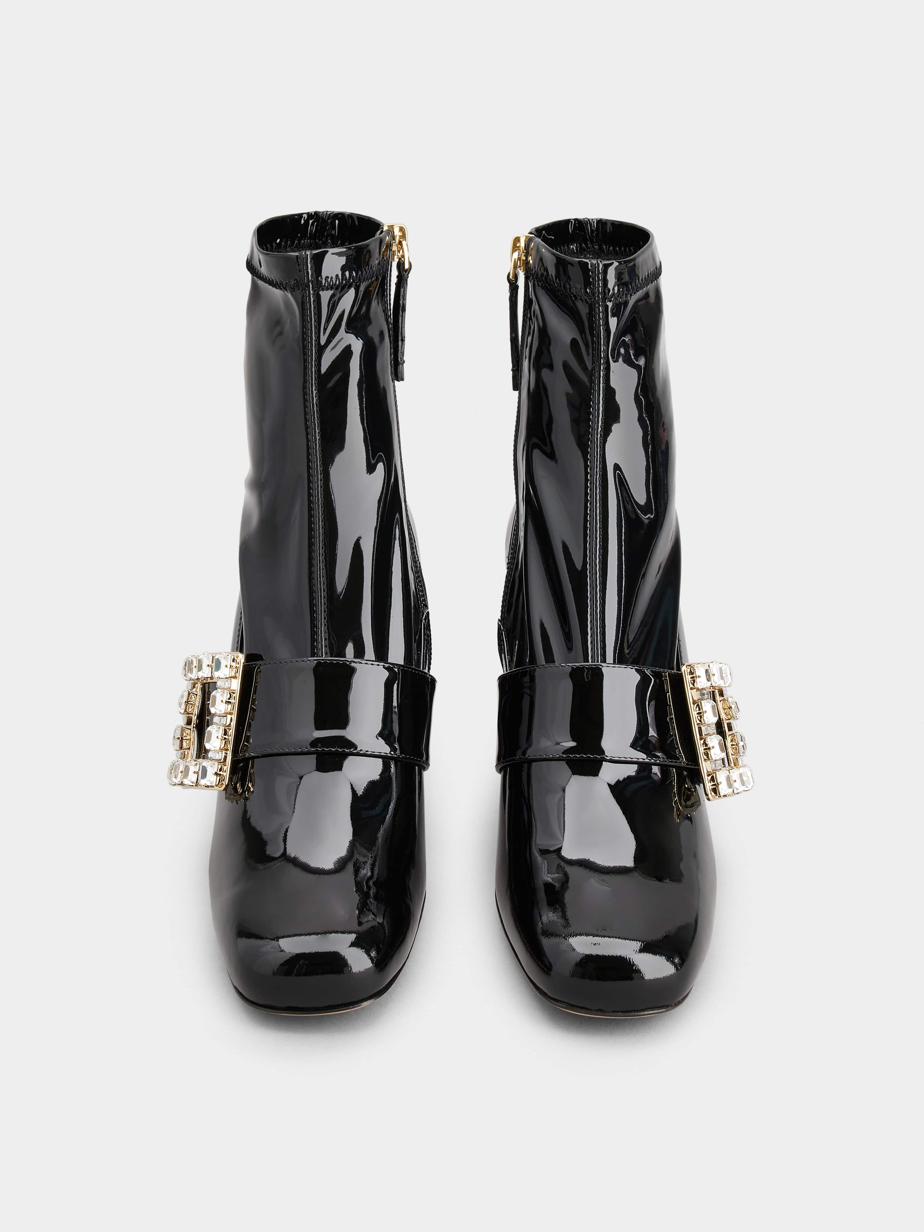 Très Vivier Rhinestone Buckle Ankle Boots in Patent Leather - 7